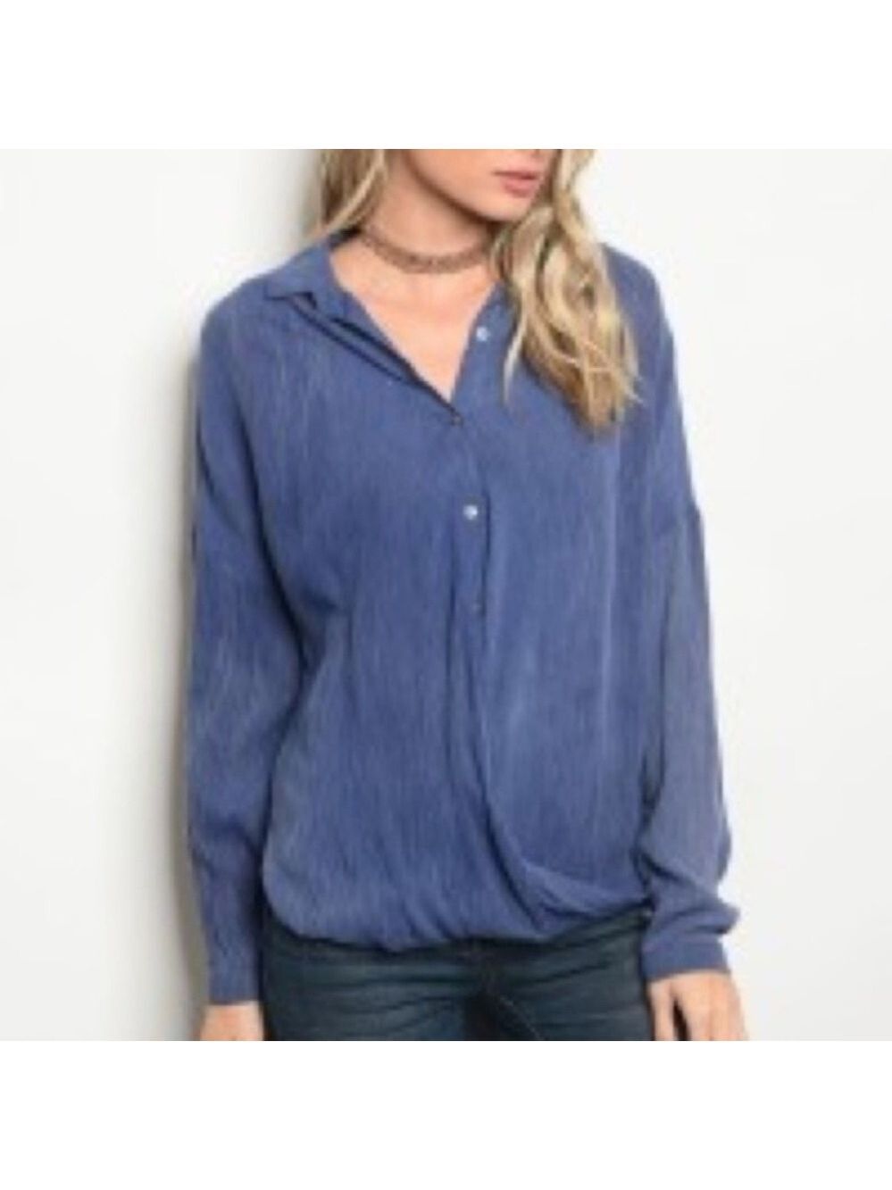 Blue Hi-Lo Hem Sheer Top